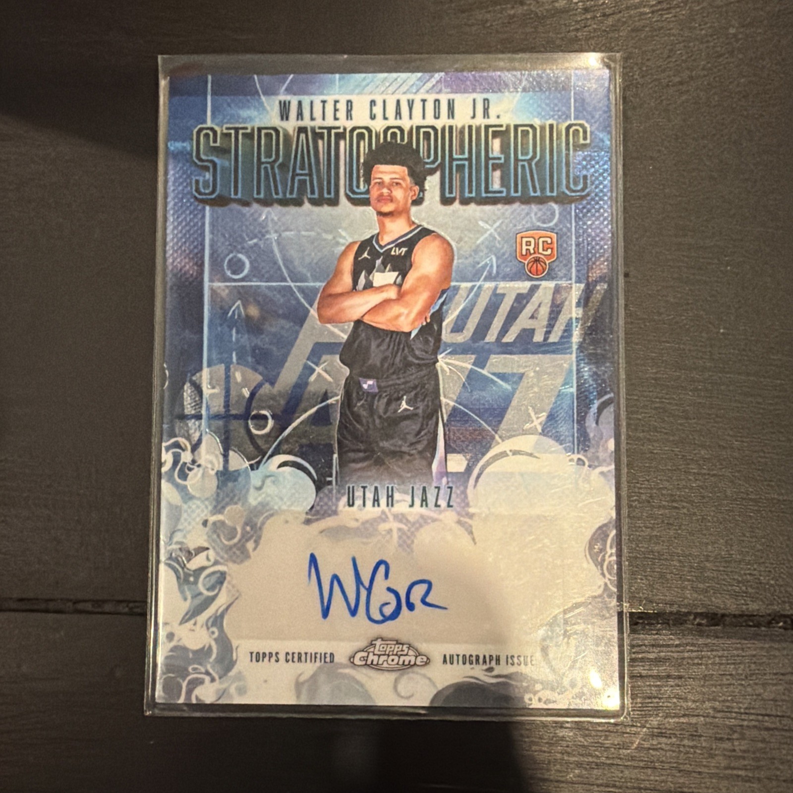 2025-26 Topps Chrome Walter Clayton Jr. Blue Stratospheric RC Auto #SMR-WCJ. 