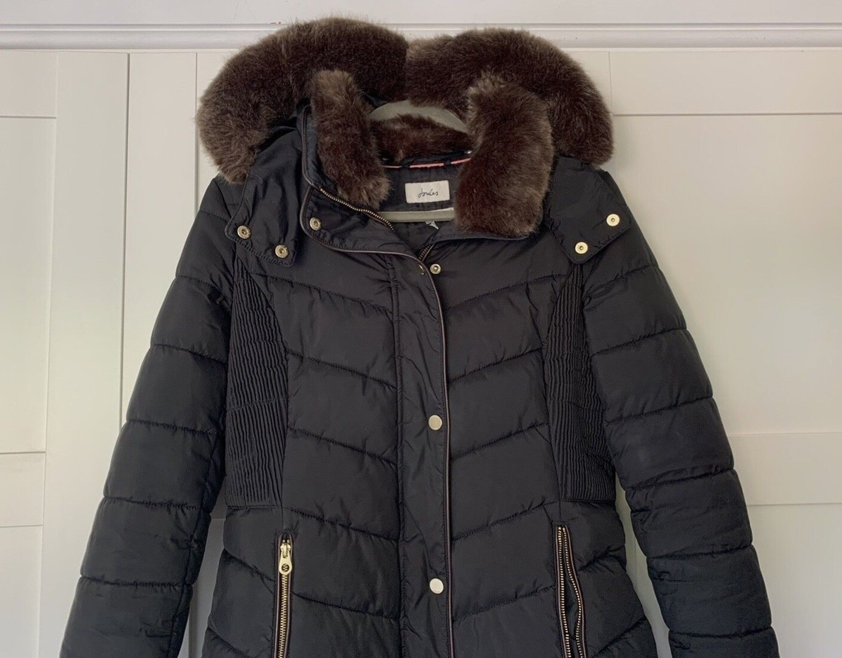 Womens Coats Joules Hooded Quilted Jacket Moorsdale Black Mid