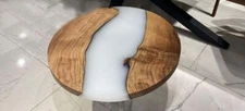 Round White Epoxy Resin Table | Minimalist Modern Design | Handmade Living Room