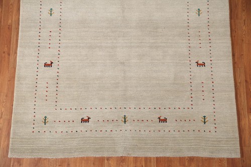 Tribal Little Animal Character Gabbeh 5'x8' Wool Hand-Knotted Carpet - Picture 5 of 12