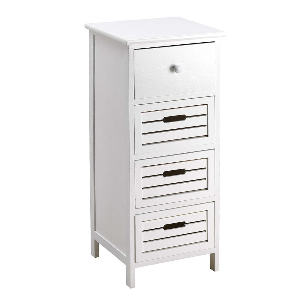 Cassetiera con 4 Cassetti in Legno Paulownia Bianco Fadi