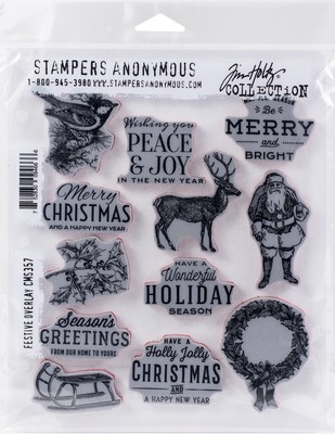 Tim Holtz Cling Stamps 7''X8.5''-Festive Overlay