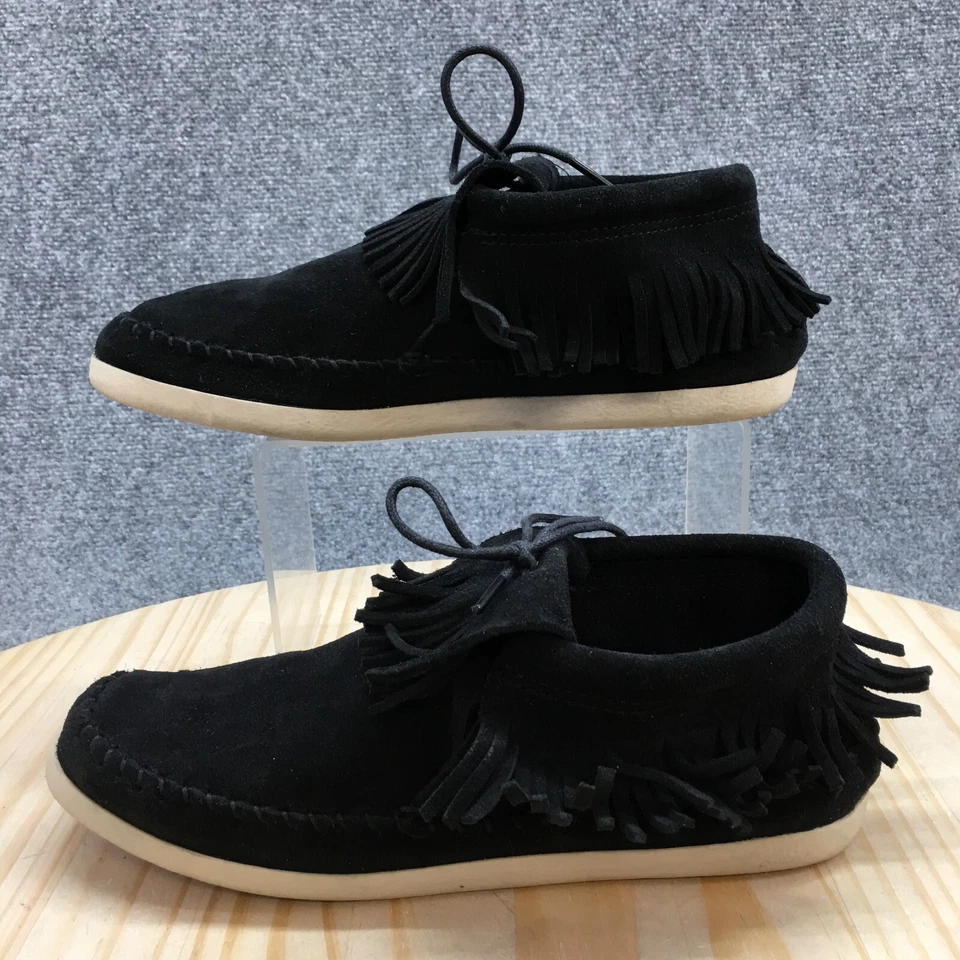 Botas Minnetonka Mujer 8.5 Venice Flecos Mocasín Botines Cuero Negro Informal Foto 2 de 4