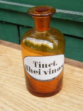 Antike Apothekerflasche Aus Glas F&uuml;r Tinct. Rhei vinos, Medizininstrument