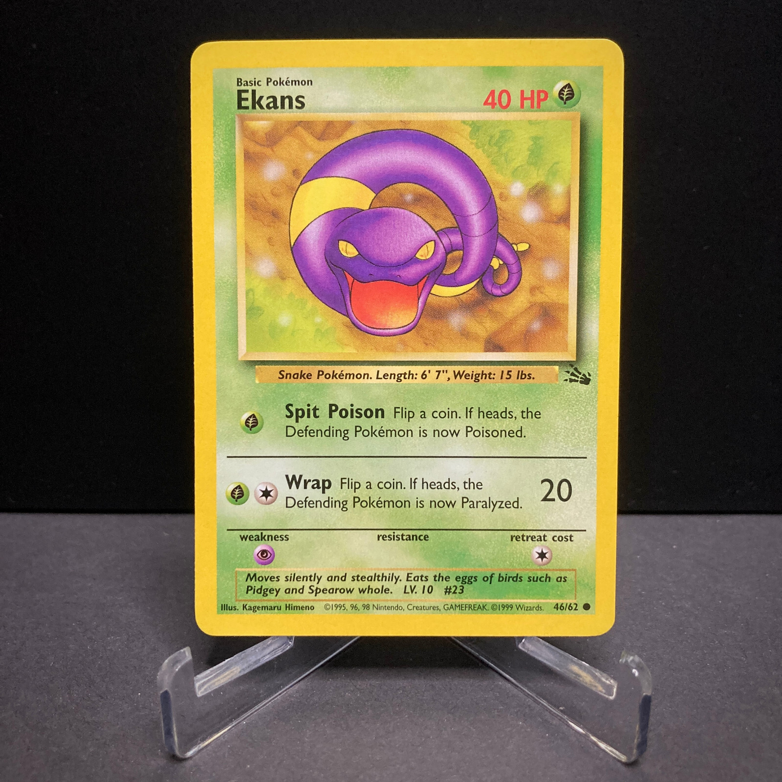 Ekans Fossil 46 Vintage Pokemon Card 1999 - NM - NEAR MINT!
