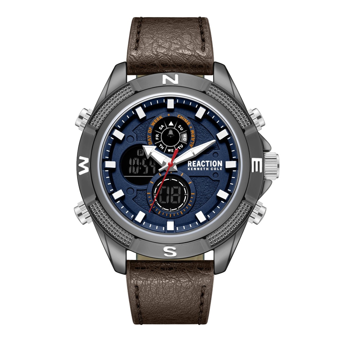 Kenneth Cole Reaction Men's Analog Digital Watch With Leather Strap  KRWGD7006101