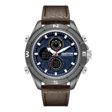 Kenneth Cole Reaction Men's Analog Digital Watch With Leather Strap KRWGD7006101