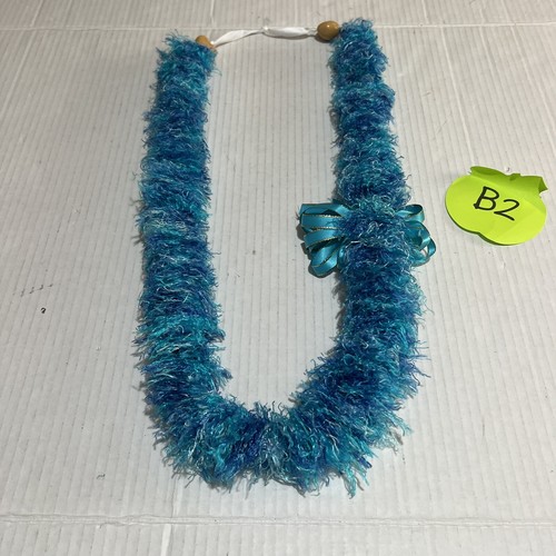 Blue Graduation Eyelash Lei Hawaiian Grad Accessory Handmade - Picture 2 of 5
