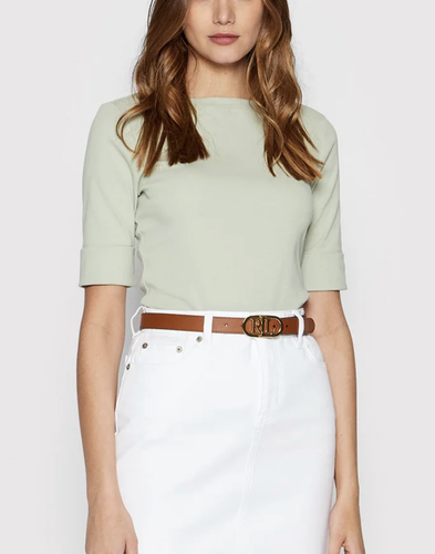 Lauren Ralph Lauren Judy U-Boot Shirt Cotton Top Blouse T-Shirt Hemd Sage Tee XS - Picture 10 of 14