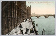 Terrace at Houses of Parliament in London England c1910s Postcard