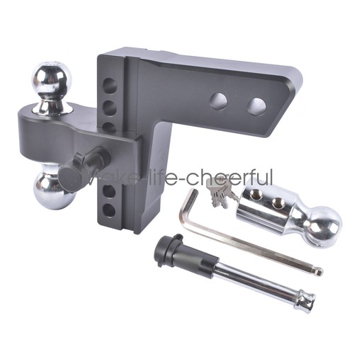 Black Adjustable Trailer Hitch Replaceable Tri Balls Fits 2.5 Inch Receiver - Picture 5 of 13