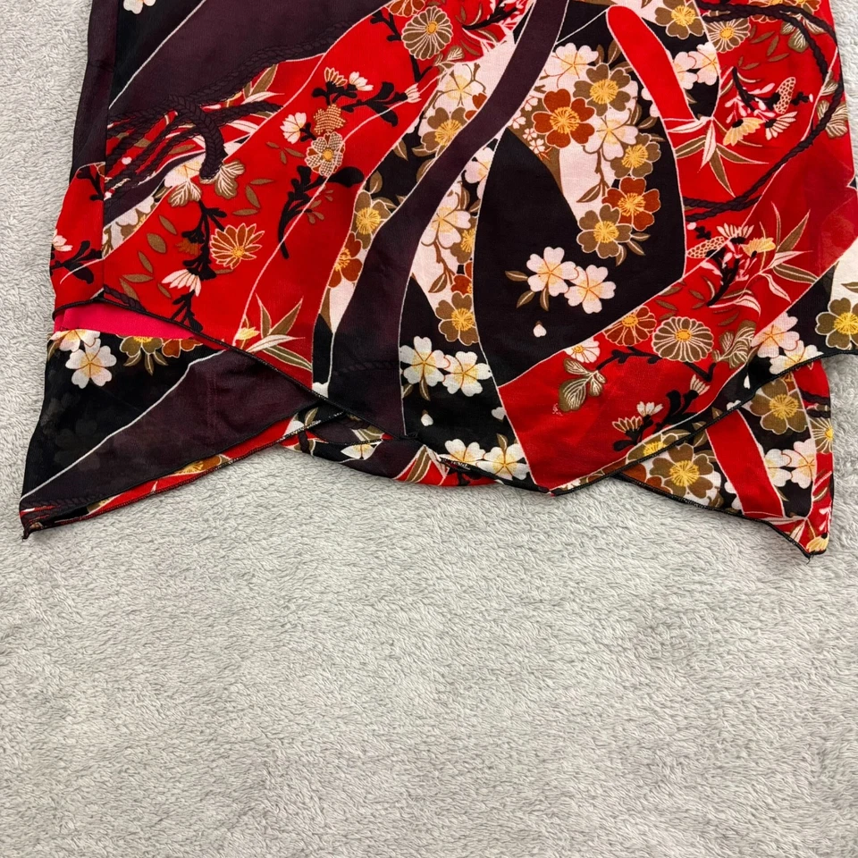 VTG 90s Y2K Amy Byer Handkerchief Skirt Girls 12/14 Red Floral Whimisgoth Fairy - Image 4 of 4