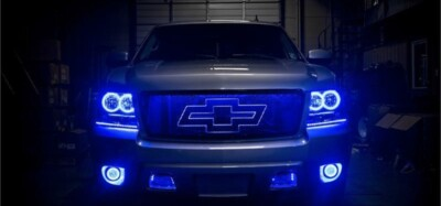 #ad Chevy Tahoe Avalanche Suburban 07 13 Bluetooth RGB LED FOG light Halo Ring Kit $150.00