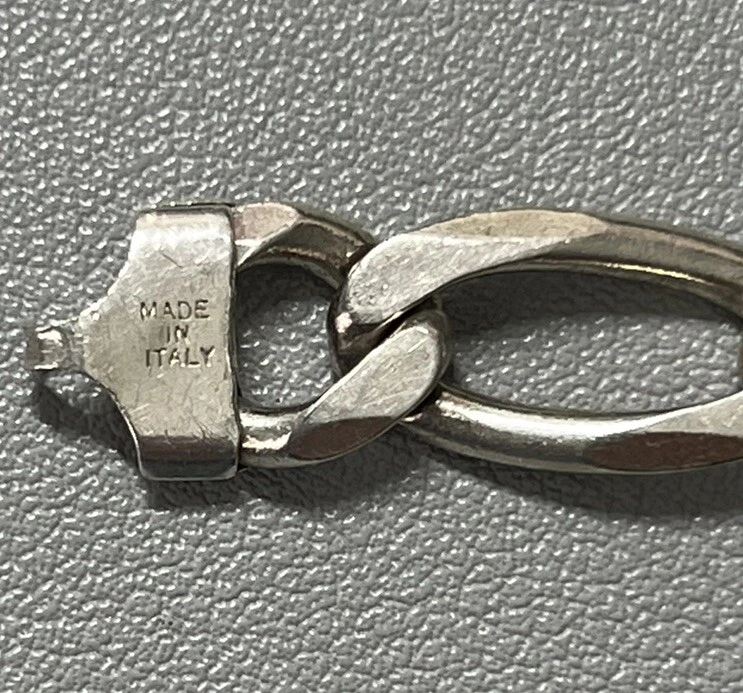 925纯银纯色费加罗手链9英寸26克意大利制造复古 — 第 3/4 张图片