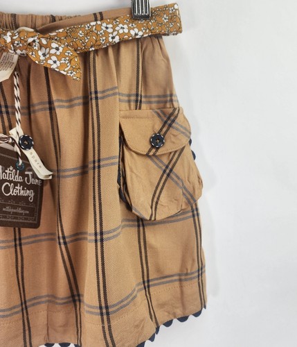Matilda Jane Freya Skirt Girls 4 Plaid Tie Waist Skirt Honey Gold NWT - Picture 4 of 12