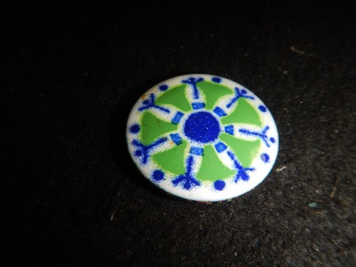 Vintage playbird enamel pendant jewelry blue green white on brass - Picture 2 of 8