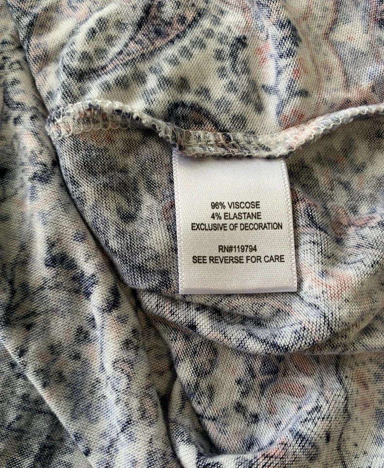 One World Live and Let Live Tunic Top Womens PL Purple Paisley Keyhole Boho 60s - Image 4 of 4