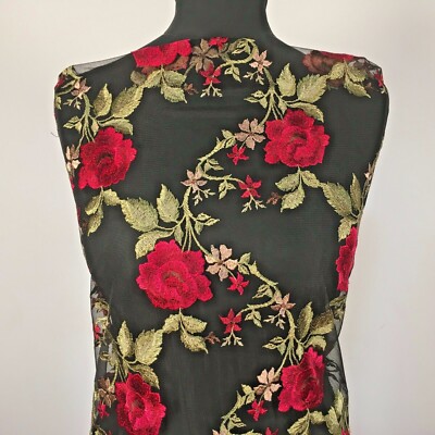 Blumen Tüll Netz bestickt Brautkleid Stoff 142 cm breit MJ1134 Mtex