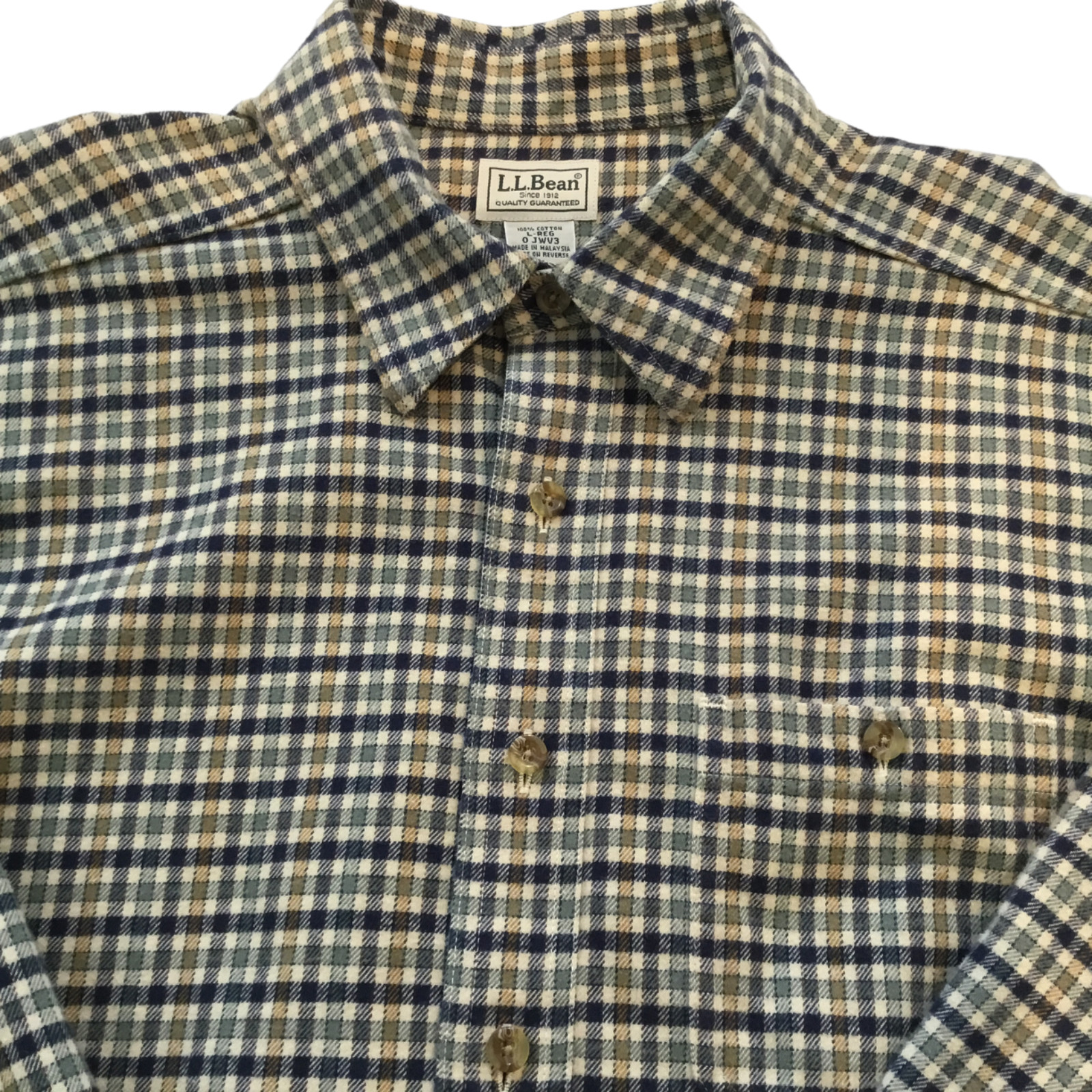 2 LL Bean Heavy Flannel Button Shirts Men’s L-REG Long Slv Pockets Multi Check