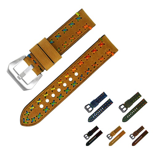 Watch Bands Cowhide Genuine Leather Wristwatch Strap Watch Part Light Brown 20mm