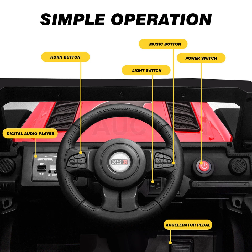 Electric Ride On Car Vehicle Toy Off Road Remote Control Jeep Truck for Kids Red - image 3 of 4