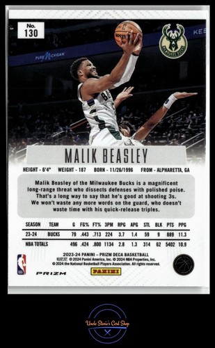 2023-24 Prizm Deca #130 Malik Beasley Base Prizms Silver - Picture 2 of 2