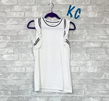 CABI WHITE FLUTTER TANK KNIT TOP SLEEVELESS SHIRT WOMEN'S NEW RUFFLE SZ S SMALL
