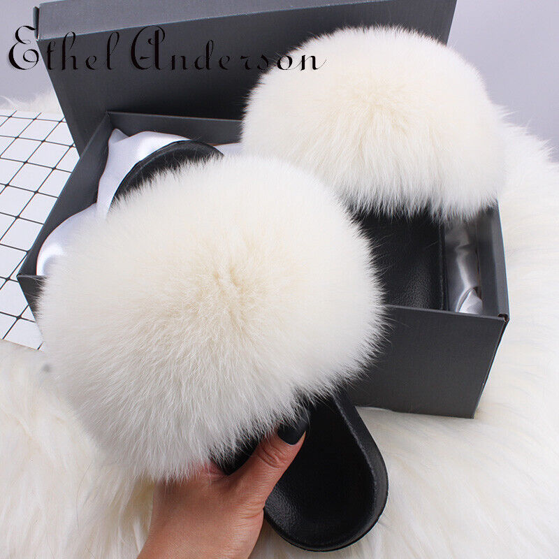 Real Farm Slides Lady Manufacturer OFFicial shop Fuzzy Plush Shoe Fluffy Fu Fox Casual New popularity