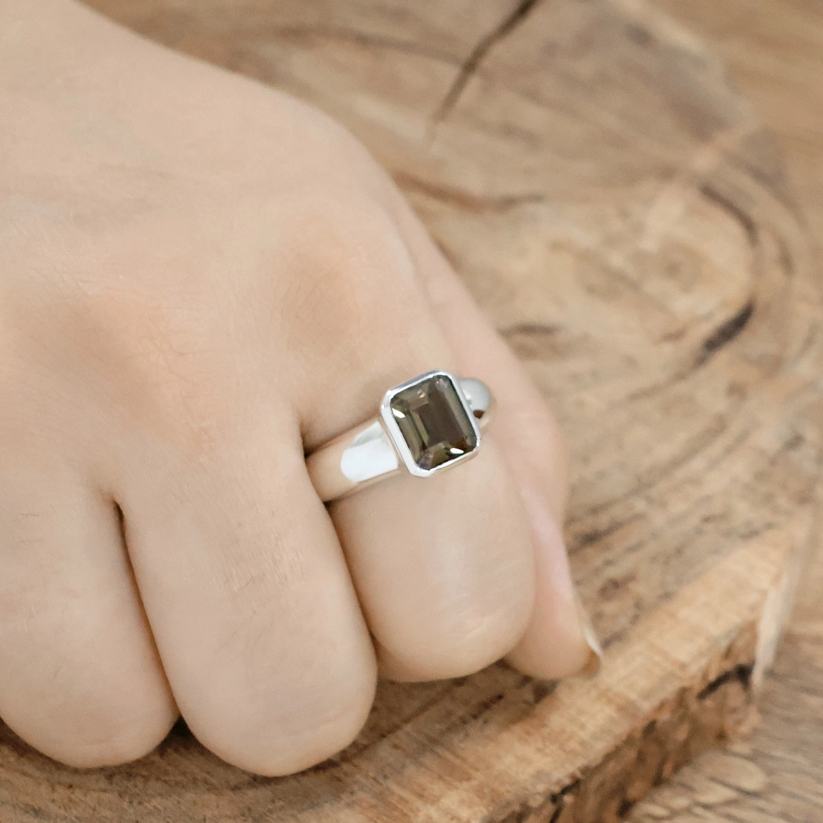 Natural Smoky Quartz Solid 925 Sterling Silver Men & Women Ring - product detail image 7