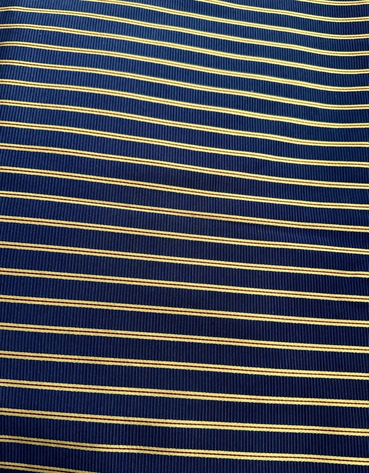 Tela de tapicería jacquard a rayas azul dorado francés de lujo brillo de 1,4 yardas Foto 2 de 2