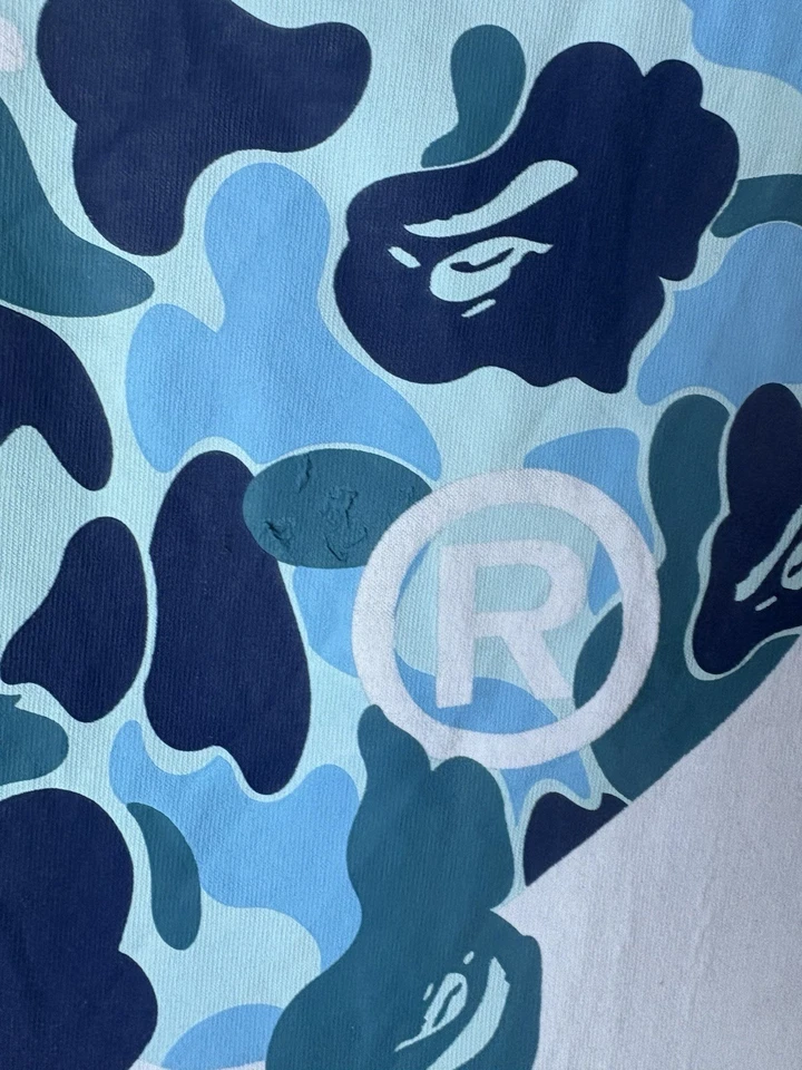 Camiseta Bape Hombre Manga Corta Blanca y Azul Talla Pequeña Foto 4 de 4