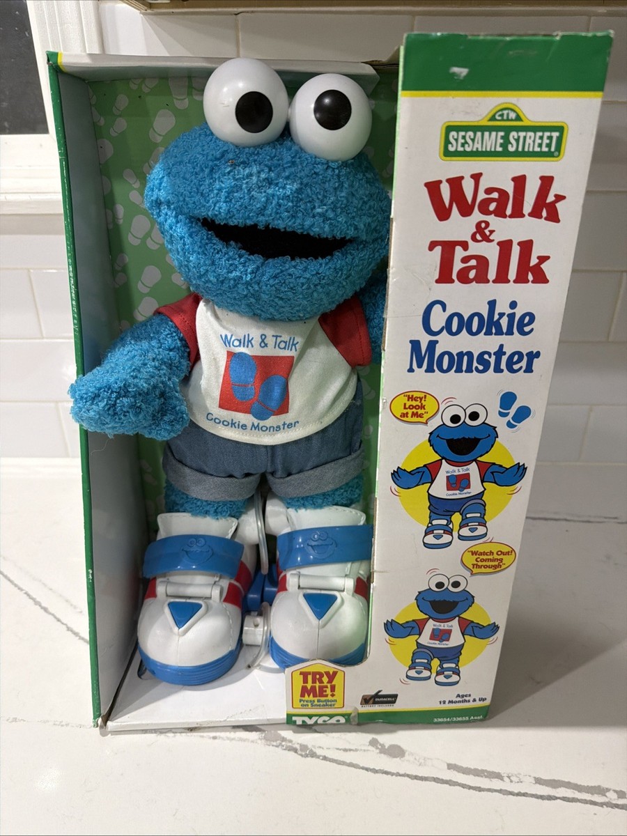 「エド・グリムリー」のTyco（タイコ）社製ヴィンテージ・トーキングドール Vintage Tyco 1997 Sesame Street Walk & Talk Cookie Monster Plush