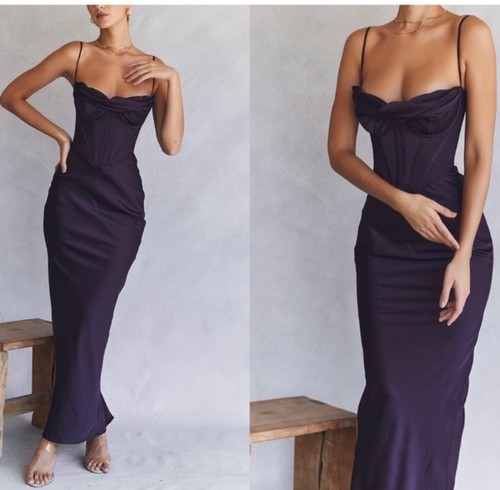 HOUSE OF CB Charmaine Corset Maxi Dress in Night Shade Size XS