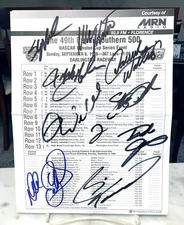 DALE EARNHARDT-GORDON-WALTRIP-STEWART-KENSETH-ELLIOTT-SIGNED 1998 LINEUP SHEET