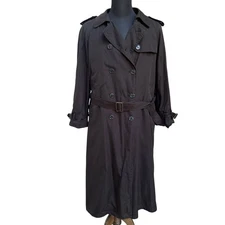 Vintage Foxrun Two Chocolate Brown Trench Coat w/Liner Size 16