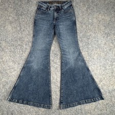 Wrangler Retro High Rise Flare Jean Size 25 Trumpet Bell Medium Wash Stretch