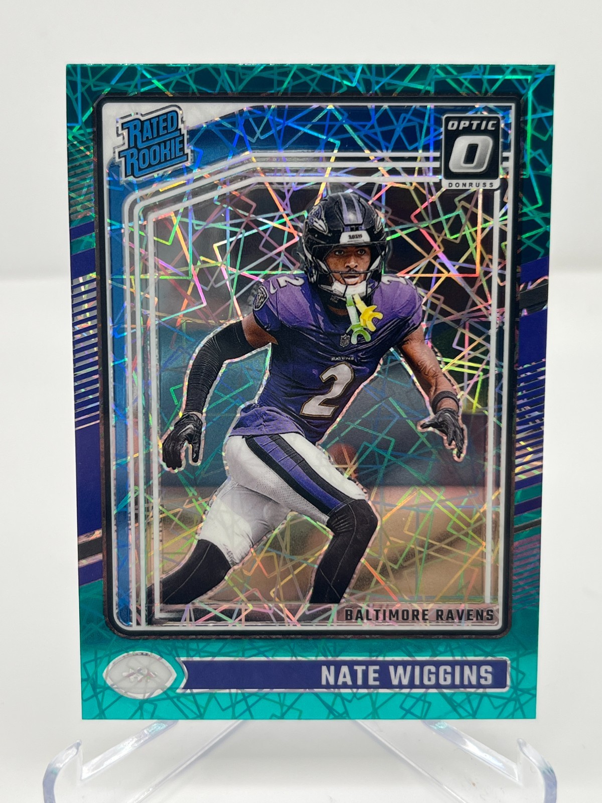 2024 PANINI DONRUSS OPTIC NATE WIGGINS RC TEAL VELOCITY NO. 281 BALTIMORE RAVENS