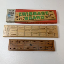 Vtg Cribbage Board Lot 3 Wooden 2 New 1 Used Milton Bradley US Playing Card Co.