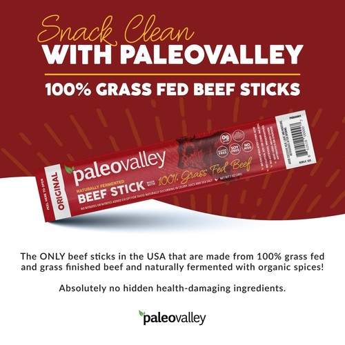 100% Grass Fed Original Beef Sticks - Delicious Gluten Free Beef Snack - High... - Picture 3 of 6