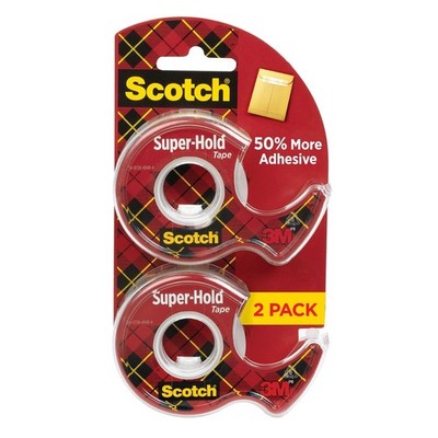 Scotch Super-Hold Tape, 2 Rolls, Transparent Finish, 50% 2 rolls,