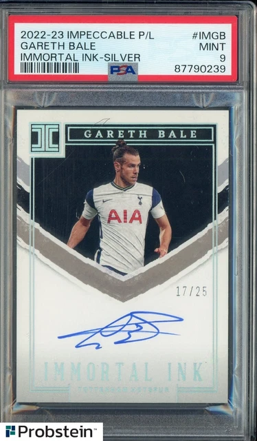 2022-23 Panini Impeccable Soccer Immortal Ink Silver Gareth Bale AUTO /25 PSA 9