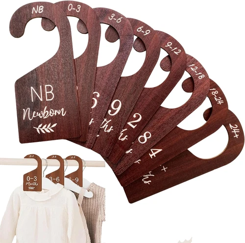 Baby Closet Dividers, Hanging Wooden Double-Sided Nursery Decor Closet Dividers  - Picture 1 of 16