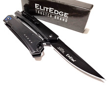 ElitEdge Black Drop Point Blade Spring Open Assisted EDC Folding Pocket Knife