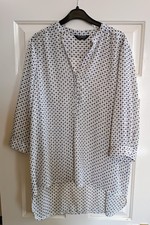 Collection London White Geometric Tunic Shirt Blouse Size 22 24 Longline