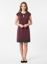BANANA REPUBLIC Burgundy & Gray NEW WITH TAGS shift dress SIZE 6 KEYHOLE NECK