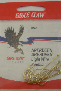 Eagle Claw  202A #2/0 8Ct Gold Aberdeen Hooks