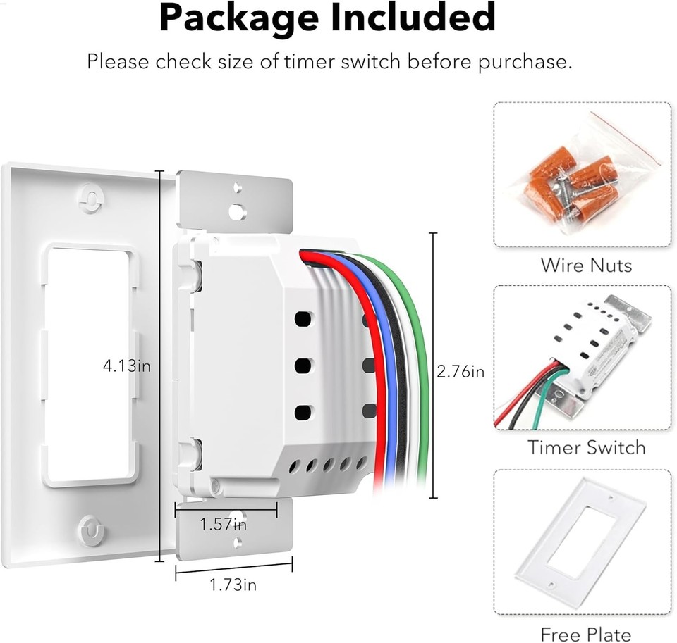 7 Day Programmable in-Wall Timer Switch for Lights, Digital Light ...