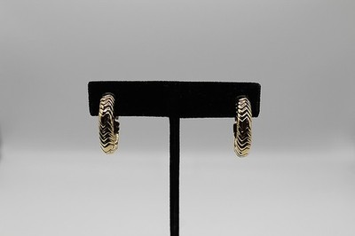 Bvlgari Bulgari 18K Yellow Gold Hoop Earrings Italy Omega Back Signed 750