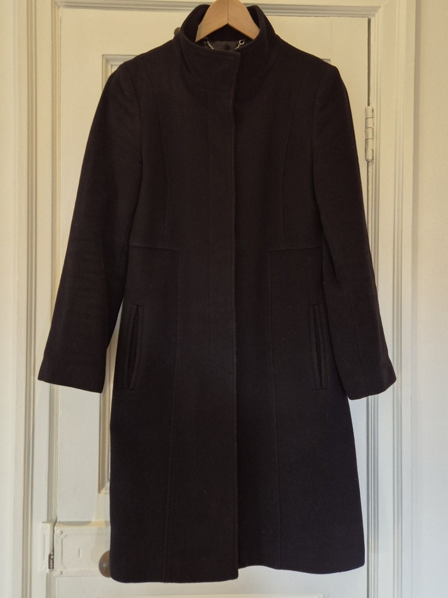 Laura Ashley Women's Black Sleek Funnel Neck Coat With Hidden