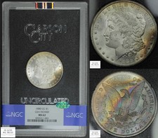 1880 CC GSA Hoard Morgan Silver Dollar NGC MS 62 CAC (RAINBOW MONSTER TONED!!!)